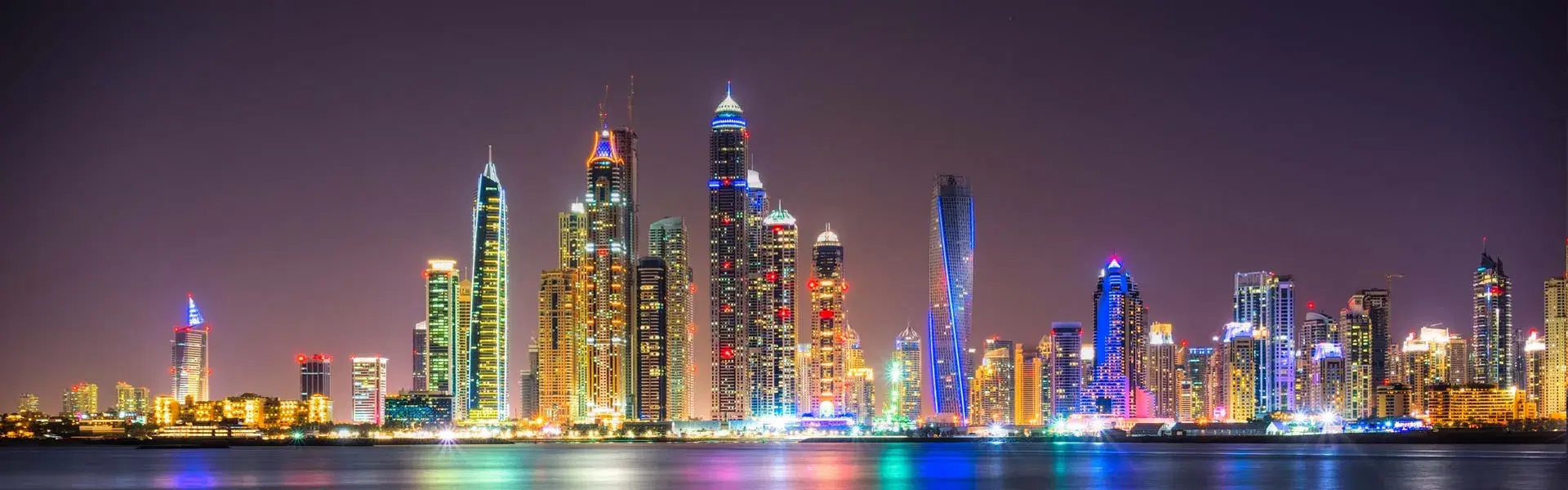 Dubai Marina skyline at dusk